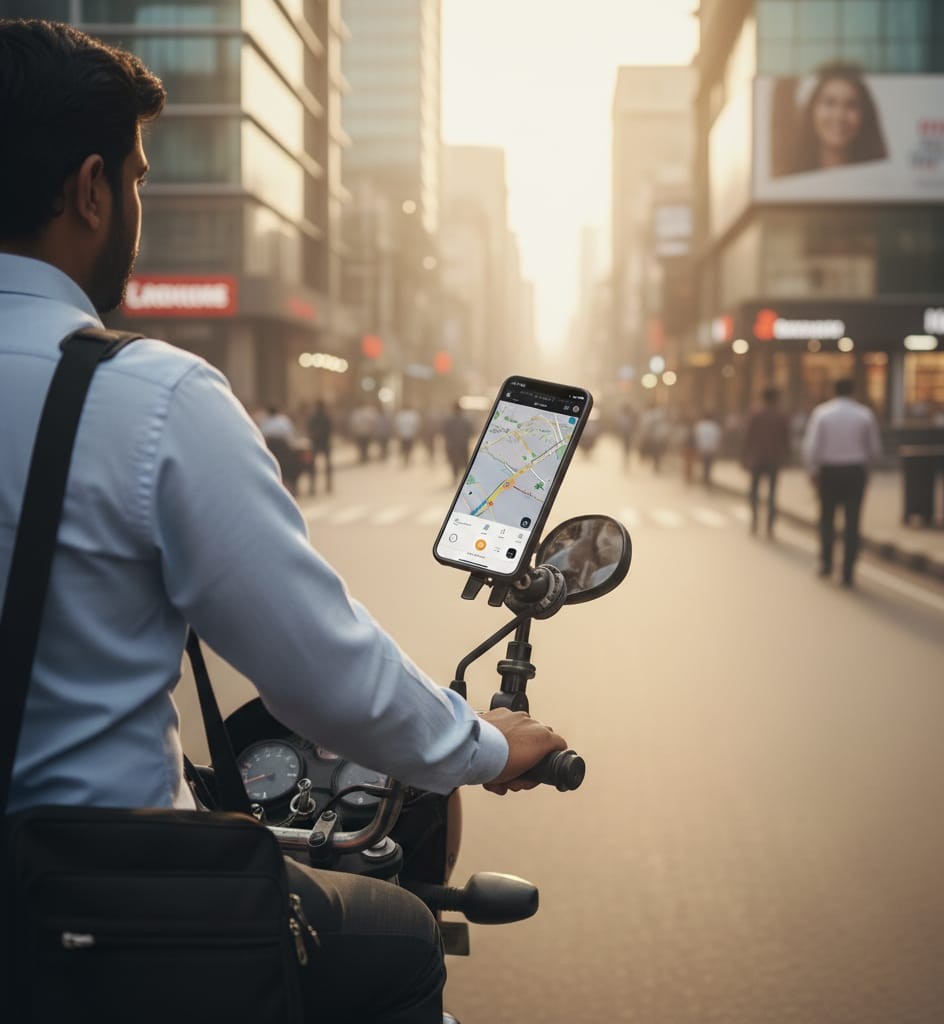 Mobile flexible handle bar holder